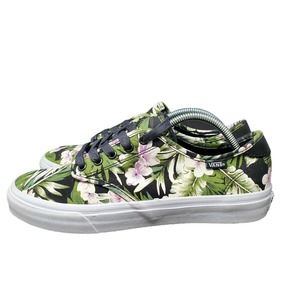 Vans Off The Wall Womens Sneakers Shoes SZ 10 Floral Black Purple Flowers 721356